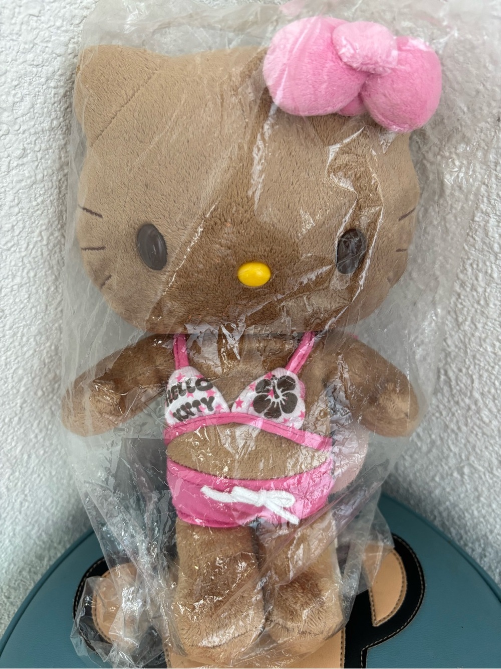 Sanrio Hello Kitty Sun Kissed Brown Tan Plush W Bathing Suit & Pink Bow